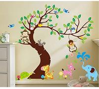 Animaux Safari singes zèbre l'éléphant faon des oiseaux Garderie Decal Garçons Chambre Des gamins Chambre Art Decal Filles Chambre Stickers muraux Décalcomanies Décor