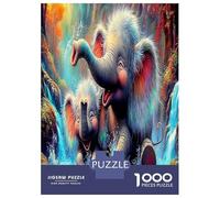 Animaux Sauvages intelligents Puzzle Art Déco 1000 Piece éléphant Play Jigsaw Puzzle Jeu De Famille Idées Cadeaux pour Adultes Et Enfants À Partir De 12 Ans 52x38cm/1000pcs