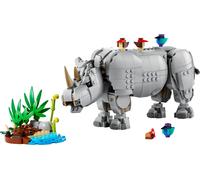LEGO Creator 3-en-1 Animaux Sauvages : Le Rhinocéros Majestueux et Les Oiseaux - Jouet avec Figurine d'animal se Transformant en Maquette d'Hippo ou en Morse - Cadeau Garçon ou Fille dès 9 Ans 31171