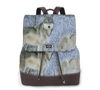 Animaux sauvages Loup Imprimé,Sac à dos imperméable pour femme, sac à dos de voyage léger en cuir PU tendance