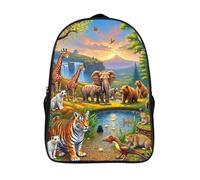 animaux sauvages sac à dos scolaire à la mode et durable sacs d'école 2 compartiment paradis des animaux sac d'école imprimé en 3d-16,filles et garçons pour l'école les voyages les affaires