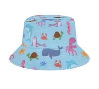 Animaux sous-Marin Sea Life Beach Seau Chapeau pour Adultes Pêche Pêcheur Chapeau de Soleil Voyage Imprimer