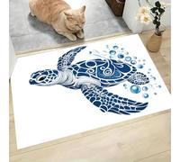 Animaux Tortues Marines Paillasson Imprimé avec Envers en TPR Antidérapant Naturel, 45 x 75 cm pour Entrée Extérieure Intérieur Lavable en Machine Tapis, Bleu Clair