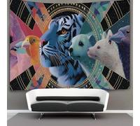 Animaux vivant en paix Tapisserie, Tenture Murales Pour Chambre Esthétique,décoration De La Maison Pour Le Salon 180cmx230cm