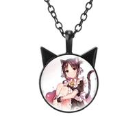 Anime Aguya-sama : Kalung Love Is War Tokoh Kartun Shinomiya Kaguya Fujiwara Chika Perhiasan Liontin Cabochon Kaca Telinga Kucing, Verre