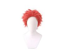 Anime Akaza Perruque de cosplay courte rose vif Kimetsu no Yaiba résistant à la chaleur Cheveux synthétiques Hakuji Cosplay Prop