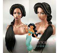 Anime Aladdin et la lampe magique princesse jasmin Cosplay perruque noir Long style tressé perruques Halloween fête Costumes perruque Aladdin