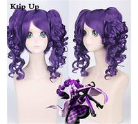 Anime Alice Wonderland Cosplay perruque violet bouclés perruques synthétiques avec des queues de cheval Halloween fête Costume perruque pour les femmes