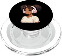 Anime and Music Black Girl Anime Merch Afro Afro American PopSockets PopGrip pour MagSafe