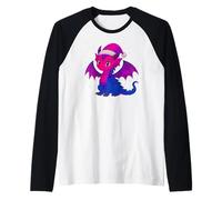 Anime Baby Dragon Christmas Santa Bisexual Pride Colors Manche Raglan