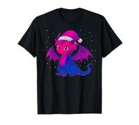 Anime Baby Dragon Christmas Santa Bisexual Pride Colors T-Shirt