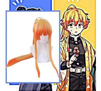 Anime bande dessinée démon Slayer Kimetsu no Yaiba Cosplay perruques Agatsuma Zenits Cosplay perruque synthétique perruque Orange cheveux longs dégradés