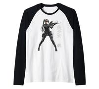 Anime Beautiful Girl Japanese Gun Kanji Manche Raglan