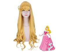 Anime belle au bois dormant princesse Aurora perruque briar Rose femmes longs cheveux jaunes Cosplay Costume Halloween fête perruques + perruque casquette PL-562