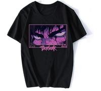 Anime Berserk Guts Harajuku High Street Comic T Shirt Print Men's Tops Summer Cotton Loose Casual T-Shirt Casual Round Neck T Shirt Black XL