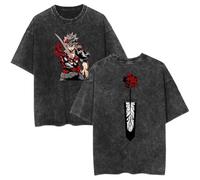 Anime Black Asta Clover T-Shirt Imprimé Vintage Pur Coton Le Col O Manches Courtes La Mode Harajuku Vêtements De Rue Unisexe T-Shirts Asta Cosplay Top D'été-D||m