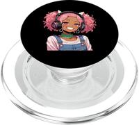Anime Black Girl Musique Manga Otaku Kawaii Afro-Américain PopSockets PopGrip pour MagSafe