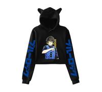 Anime Blue Lock Sweat à Capuche avec Oreilles de Chat Femmes Filles Sexy Sweatshirts Madame Kawaii Hoodie