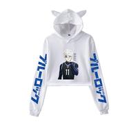 Anime Blue Lock Sweat à Capuche avec Oreilles de Chat Femmes Filles Sexy Sweatshirts Madame Kawaii Hoodie