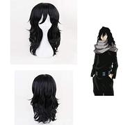Anime Boku Pas De Héros Académique Shouta Aizawa Cosplay Perruques Costume Mon Héros Académique Noir Bouclés Cheveux Synthétiques + Casquette De Perruque Mon Héros Académique Noir