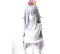 Anime Bowsette Booette Princesse Teresa Perruque Cosplay, Cheveux Longs Et Raides Violets Grisâtres Pour La Fête D'halloween