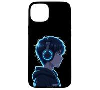 Anime Boy Man Manga Graphic Casque Artwork Anime Fan Art Coque pour iPhone 15 Plus