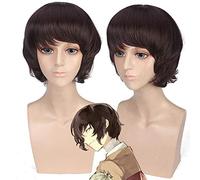 Anime Bungo chiens errants Dazai Osamu courts cheveux bruns bouclés résistant à la chaleur Cosplay Anime perruques + casquette de perruque PL-622