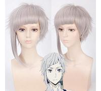 Anime Bungo Stray Dogs Ryuunosuke Akutagawa cosplay perruque cheveux synthétiques courts noir blanc mix Cosplay Costume perruque + bonnet de perruque taille unique PL-665