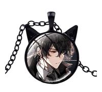 Anime Bungou Chiens errants Collier Cabochon Cristal Long Pendentif Collier Ras du Cou Collier pour Fans Enfants Garçons Filles Femmes Hommes Bijoux Cadeau, Verre