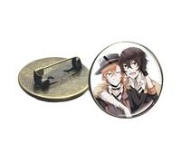 Anime Bungou Stray Dogs Broches Cartoon Figures Print Cabochon en verre Broche Sac Vêtements Décoration Fans Cadeau, Verre