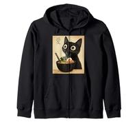 Anime Cat Ramen Japonais drôle Graphique Kawaii Nouilles Humour Sweat à Capuche