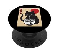 Anime Cat Ramen Nouilles Instantanées Amusantes Graphique Chat Japonais PopSockets PopGrip Adhésif