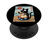 Anime Cat Ramen Nouilles Instantanées Amusantes Graphique Chat Japonais PopSockets PopGrip Adhésif