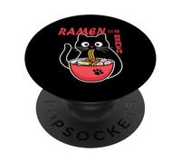 Anime Cat Ramen Nouilles Instantanées Amusantes Graphique Chat Japonais PopSockets PopGrip Adhésif