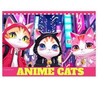 Anime Cats (Tischkalender 2026 DIN A5 quer), CALVENDO Monatskalender: Coole Katzen im beliebten Zeichenstil - KI generiert