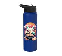 Anime Chat Mangeant Des Ramen Rétro Kawaii Esthétique Stainless Steel Insulated Water Bottle