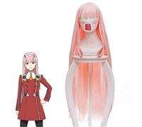 Anime chérie dans le FRANXX 02 perruques de Cosplay zéro deux perruques de Costume 100 cm de long rose cheveux synthétiques fête Cosplay perruque + bonnet de perruque