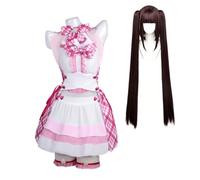 Anime Chocola Vanilla Costume de soubrette chat Cosplay complet | Costume de costumade pour femme, rose et bleu, pour fête d'anime, Halloween