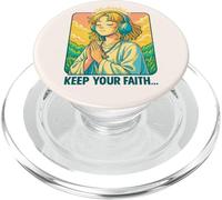 Anime Chrétien Lo-FI Manga Esthétique Prière Keep Your Faith PopSockets PopGrip pour MagSafe