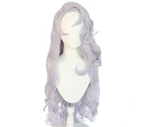 Anime Coser Anime Cosplay Costume Jujutsu Kaisen Gojo Satoru Wig Femmes Light Purple Long Wavy Costume Wig Perreaux avec capuchon de perruque pour Halloween Party Carnival Nightlife Life