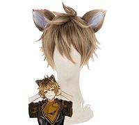 Anime Coser Ruggie Bucchi Cosplay Twisted Wonderland Cosplay Perruque courte marron avec oreilles Cosplay Anime Cosplay Perruques synthétiques résistantes à la chaleur