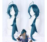 Anime Coser Wig 31 pouces Jeu Genshin Impact Perruque, Anime Cosplay Kaeya Alberch Perruque, Longue perruque avec Capuchon de Perruque Gratuit, for Halloween, Fête, Carnaval, Vie Nocturne, Concerts, M