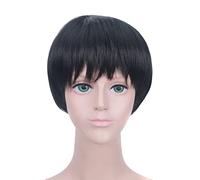 Anime Coser Wig Anime Cosplay Costume Perruque YURI!!!sur ICE Katsuki Yuri, Hommes Noir Cheveux Raides Courts Avec Bonnet de Perruque, for Usage Quotidien, Halloween, Fête, Carnaval, Vie Nocturne