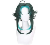 Anime Coser Wig Anime Cosplay Perruque for Genshin Impact, Bleu et Vert Double Couleur Cheveux Courts Cosplay Perruque Modeling Party Dress Up Perruque, Perruque Cap Cheveux Synthétiques Résistant À L