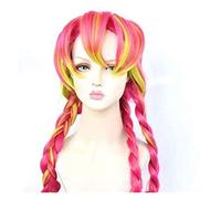 Anime Coser Wig Anime Demon Demon Slayer Kanroji Mitsuri for perruque Cosplay Comic- Con fois Halloween Partie Carnaval Wig Adulte Adulte Adulte( Perruque rose), Couleur classique (Couleur: Couleur cl