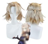 Anime Coser Wig Anime Game Cosplay Perruque for Genshin Impact Albedo, Moelleux Tresse Cheveux Courts Modélisation Party Dress Up Perruque, Cheveux Synthétiques Résistants À La Chaleur Sans Enchevêtre