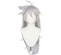Anime Coser Wig Anime Game Cosplay Perruque for Genshin Impact Razor, Femmes Long Silver Grey Hair Modeling Party Dress Up Wig, Cheveux synthétiques résistants à la chaleur, sans enchevêtrement, sans