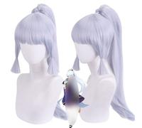 Anime Coser Wig Anime Jeu Cosplay Perruque for Genshin Impact Kamisato Ayaka, Femmes Longue Queue De Cheval Argent Violet Cheveux Modélisation Party Dress Up Perruque, Cheveux Synthétiques Résistant À
