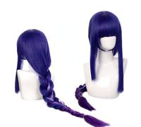 Anime Coser Wig Anime Jeu Cosplay Perruque for Genshin Impact Raiden Shogun Baal, Bleu Mixte Couleur Longue Queue De Cheval Cheveux Modélisation Parti Dress Up Perruque, Cheveux Synthétiques Résistant