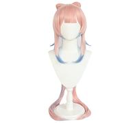 Anime Coser Wig Anime Jeu Cosplay Perruque for Genshin Impact Sangonomiya Kokomi, Femmes Couleur Mixte Longue Queue de Cheval Clip Chignon Cheveux Modélisation Partie Dress Up Perruque + Bonnet de Per
